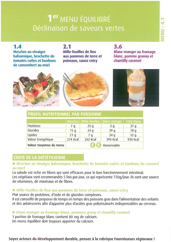 Exemple de menus quilibrs